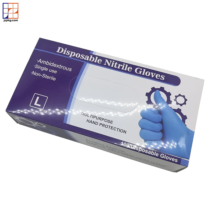 Packaging boxes for disposable gloves with diecut hole on top