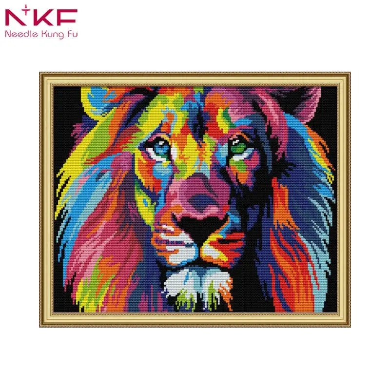NKF Coloured lion counted cross stitch kits cross stitch supplies wholesale price