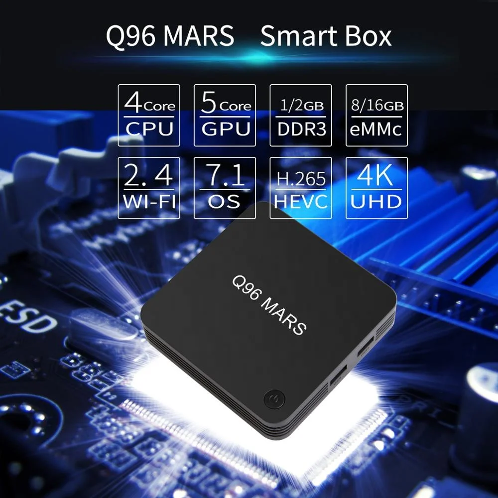 ТВ-приставка Q96 MARS на Android 7 1 S905L четырехъядерный процессор 1/8 ГБ 4K Vp9 H.265 Dlna Hd2.0 3D игровая смарт-ТВ медиа-приставка с американской