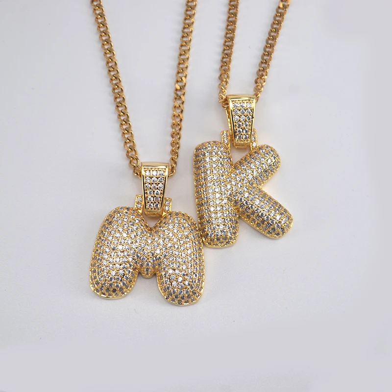 Custom Personalized Hiphop Bubble Letter Charm DIY Necklace With Name