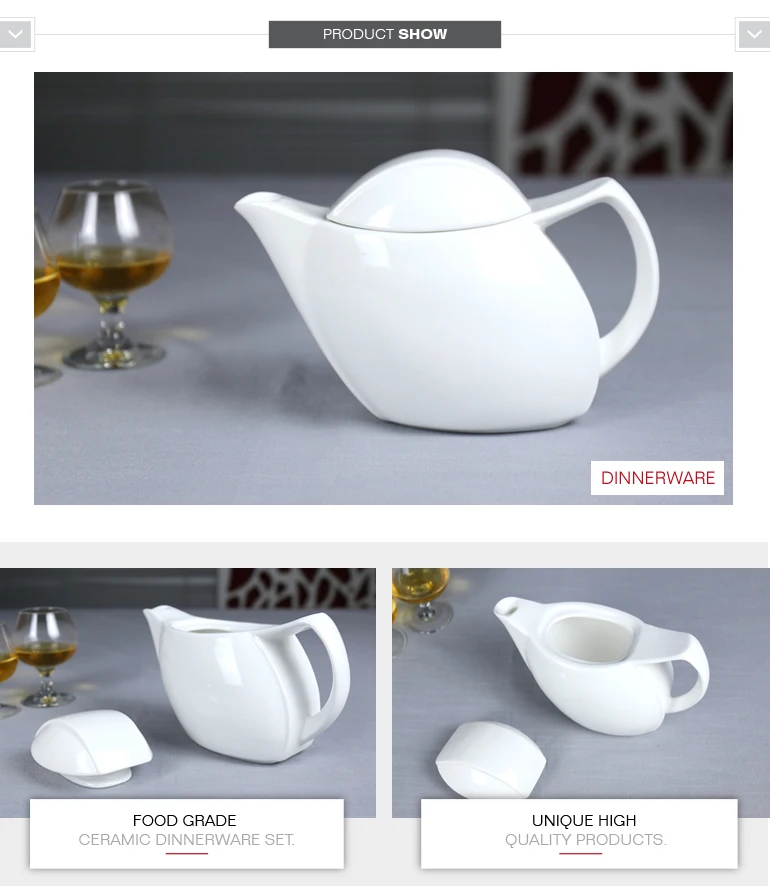 custom made chaozhou high white round ceramic coffee tea pot with lid