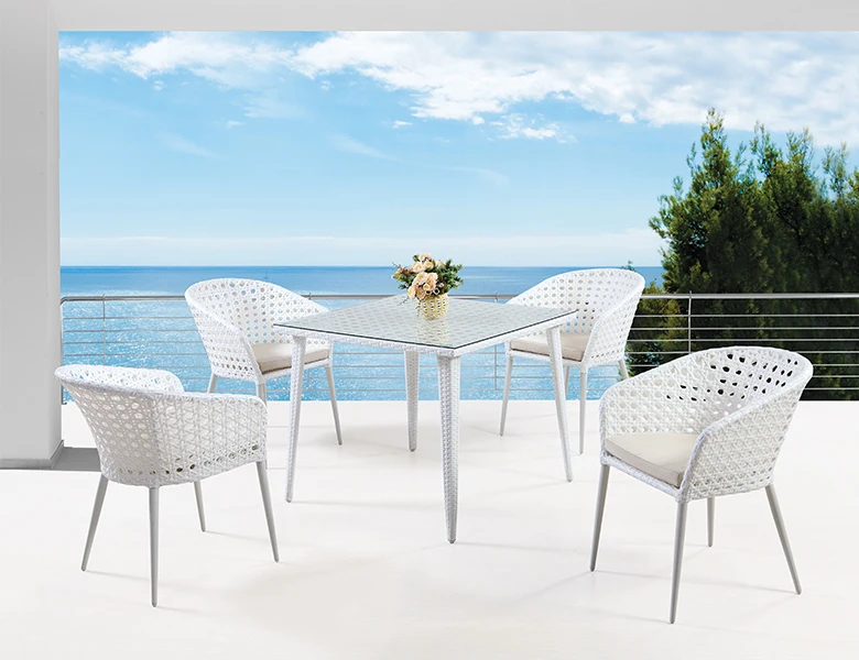 Modern cheap dining chair leisure rattan foshan manufacturer price genuine wicker outdoor dining table set