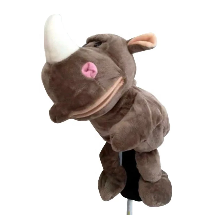 Custom cute style durable plush cartoon animal golf headcovers rhinoceros golf head cover for driver