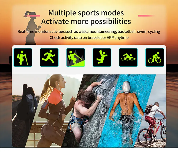 
IP68 Waterproof 1.3inch TFT Smartwatches 2020 Multiply Sports Real Time Heart Rate Monitor Smart Bracelet 