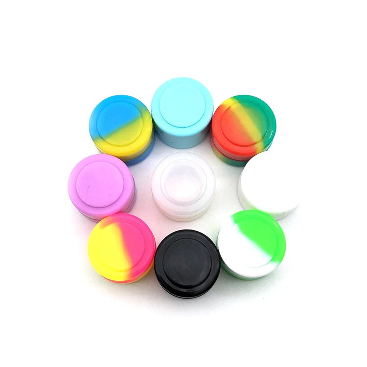 
Hot Selling Custom Logo Mini Cosmetic 3ml 5ml 7ml DABs Reusable Round Wax Storage Silicone Jars Wax Container 