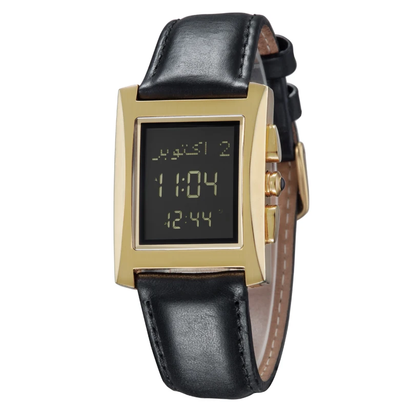 Factory sales alazan Fashion Qibla Compass function islamic Prayer Watch with Azan Time wrist watch for man