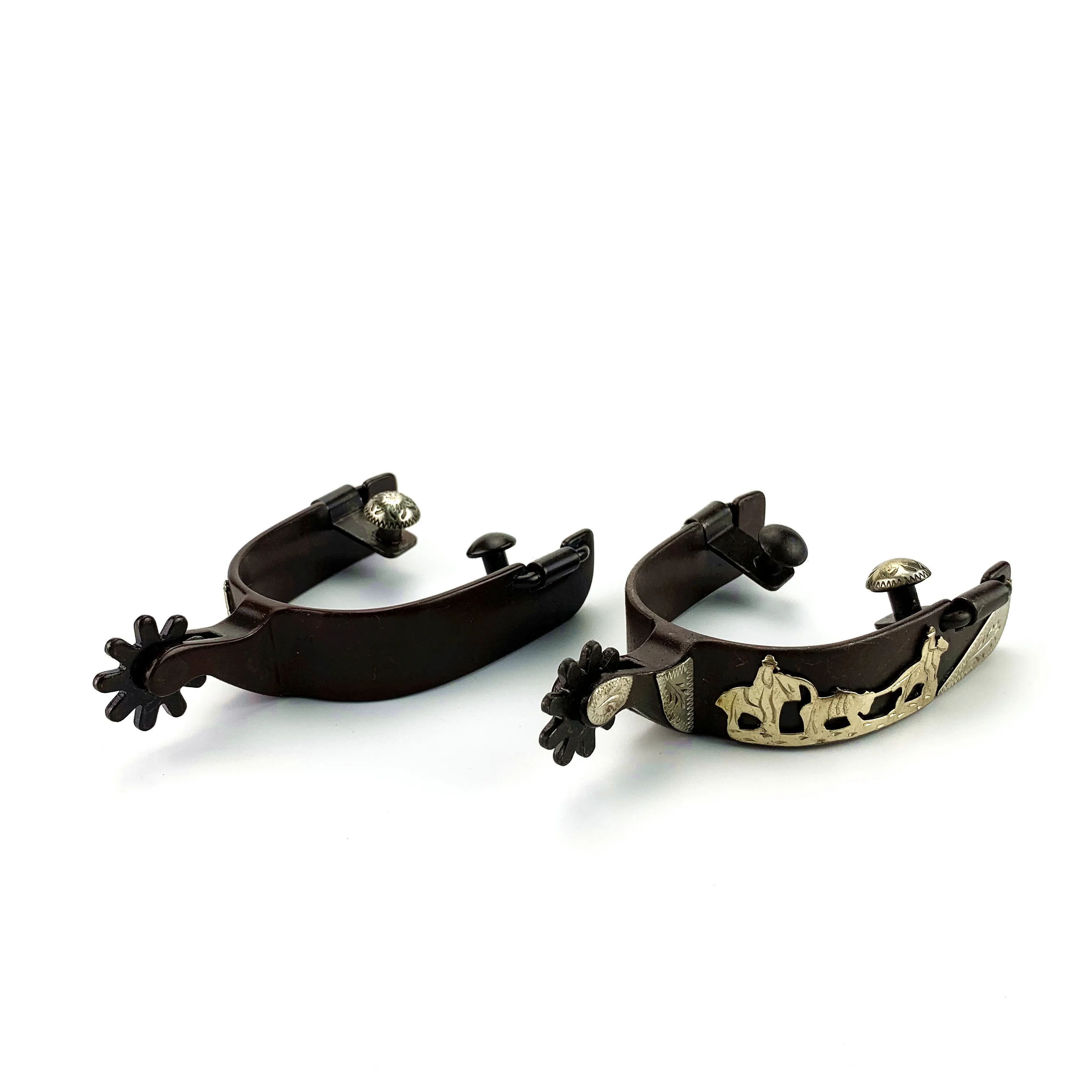 Brass Cowboy Spur with GS Hand Engraved Trims & 8 Pt Rowel