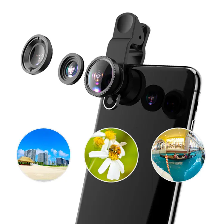New design 3 in 1 camera lens for iphone, Lenses for mobile Phone Photography LIEQI LQ 001