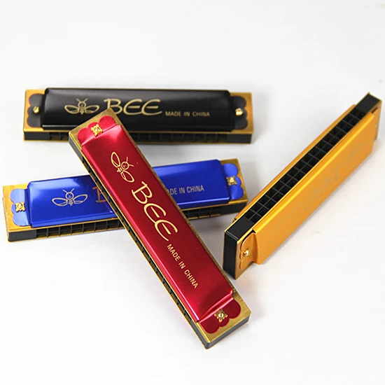 BEE brand 16 hole brass reedplates aluminum covers toy harmonica gift oem mouth organ