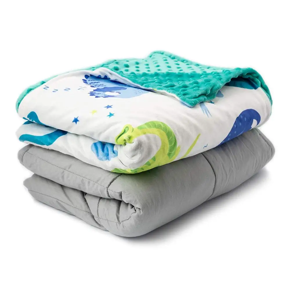 
Customized Solid 100% Polyester Bed Luxury Kids Weighted Blanket 10lbs with minky cover 