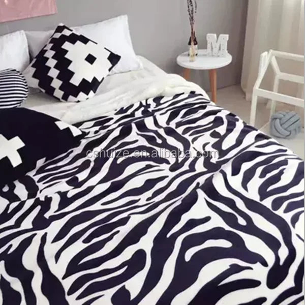 wholesales home textile faux fur fabric, super soft thick fabric plush stripe flannel blanket