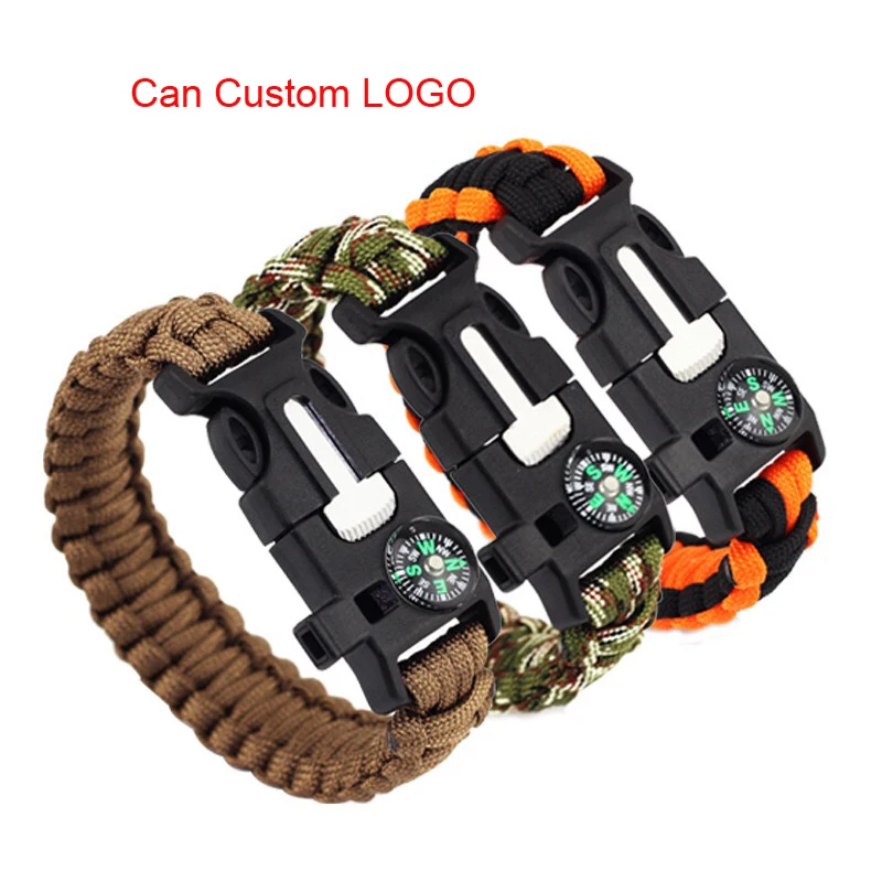 Paracord Bracelet for Outdoor Camping Survival Stylish Bracelet with Fire Starter, Loud Whistle, Compass & Emergency Knife