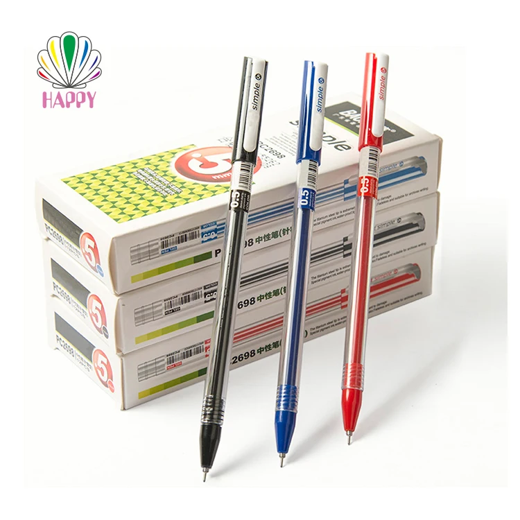 Best Colors Gel Ink Pen Set Custom Logo 0.5mm Width Ballpoint Pens Plastic Material Blue Red Promotional Free Samples Included