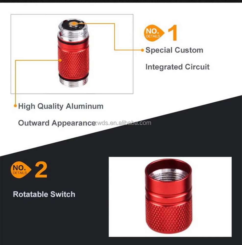 100 Lumens Mini 40mm Length LED Keychain Flashlight