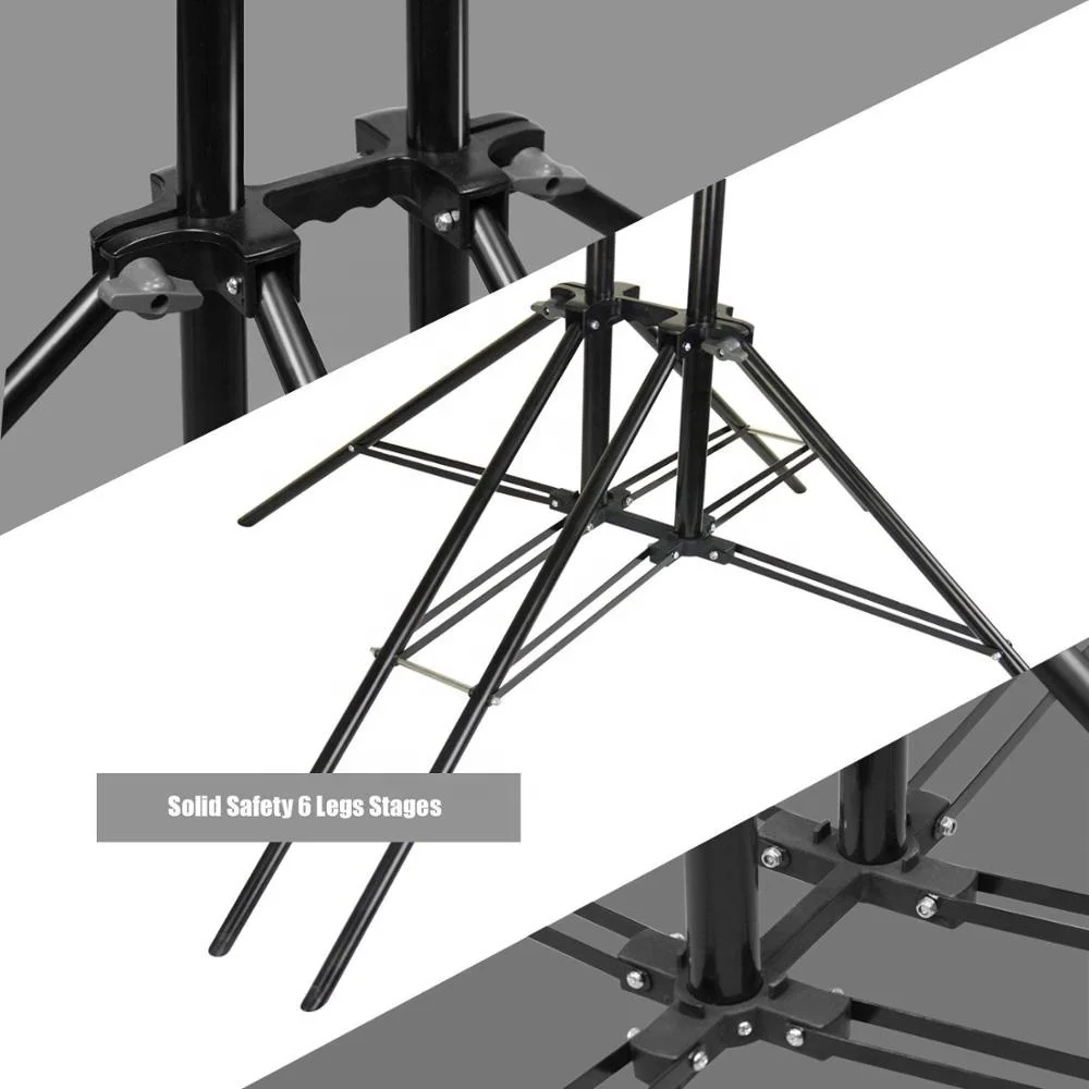 3 in 1 Multi Backdrop Stand Triple Crossbar Backdrop Stand Photo Video Studio Heavy Duty Adjustable Muslin Background Support