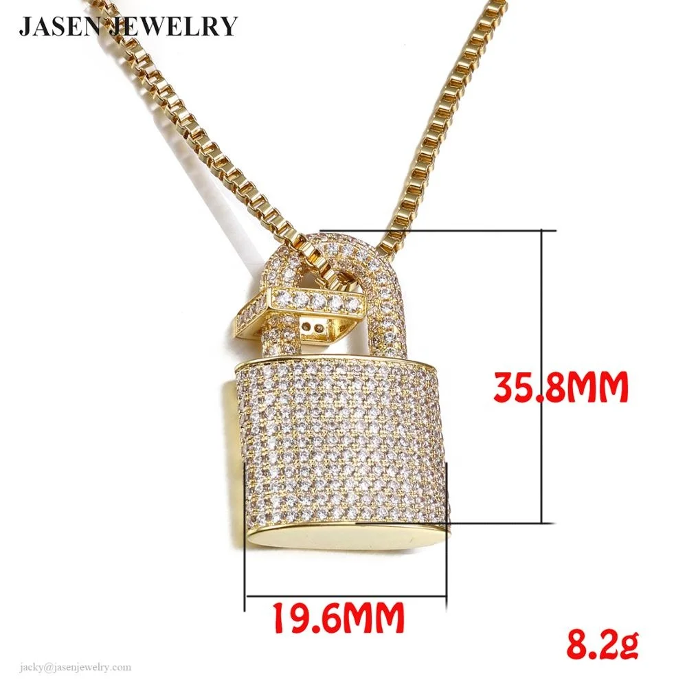 
Iced Out 925 Sterling Silver Charm Necklace Delicate Lock Padlock Pendant Necklace 