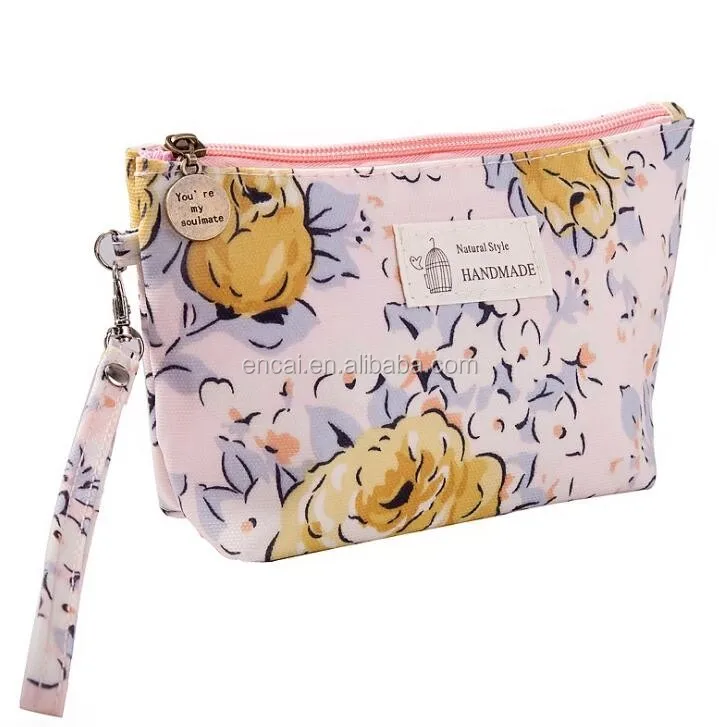 Encai Convenient Zipper Makeup Bag Amazon Hot Selling Floral Pattern Cosmetic Bag