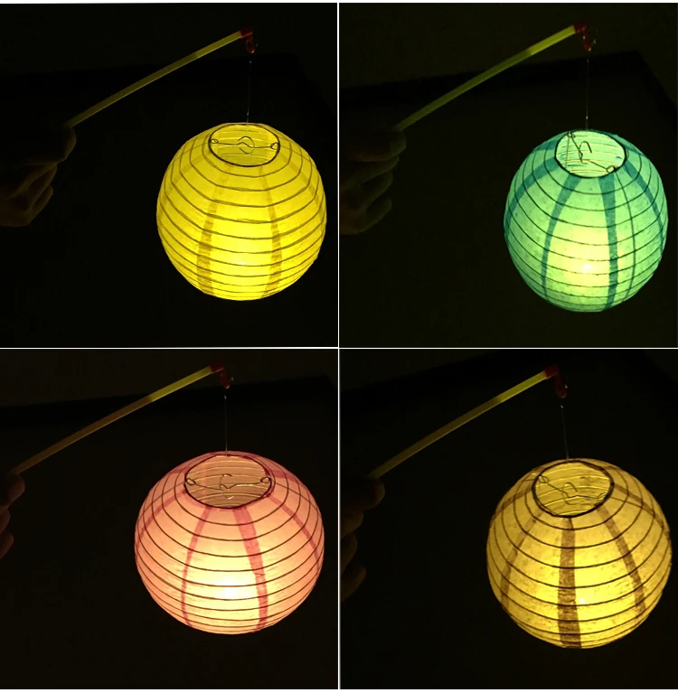 3-24 Inch Wholesale Eco-friendly Multi-colored paper lantern with led lights paper lantern lights led