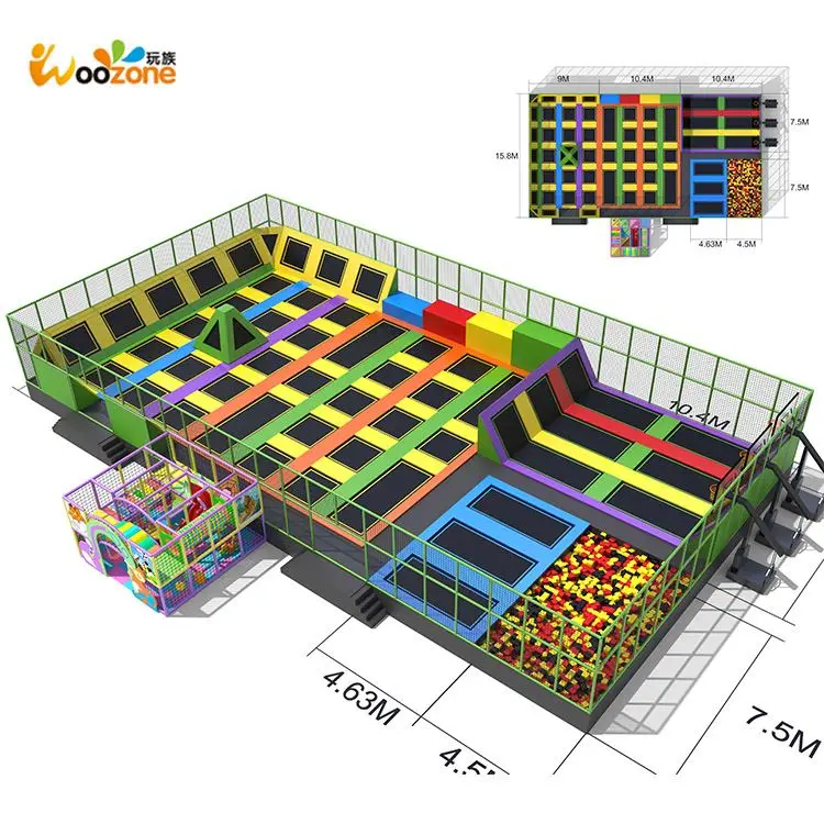 kids indoor trampoline bed bungee exercise with large foam blocks