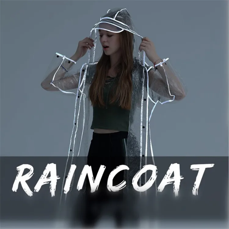 Korean fashionable outdoor hiking raincoat riding portable transparent adult raincoat jacket for  male and female students