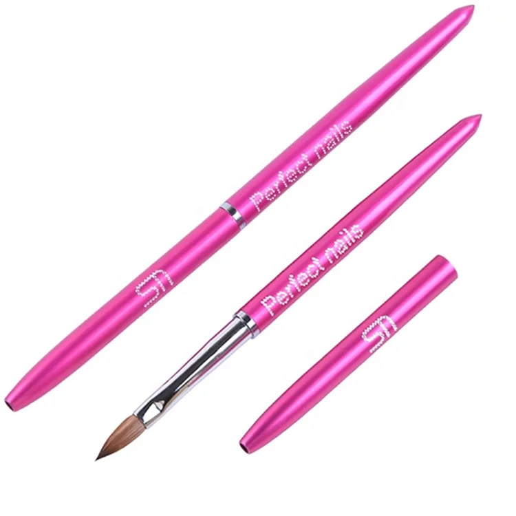 Высококачественная красивая дизайнерская металлическая ручка, 100% чистый колонковый ворс, Германия, соболиная кисть, овальная акриловая кисть для дизайна ногтей