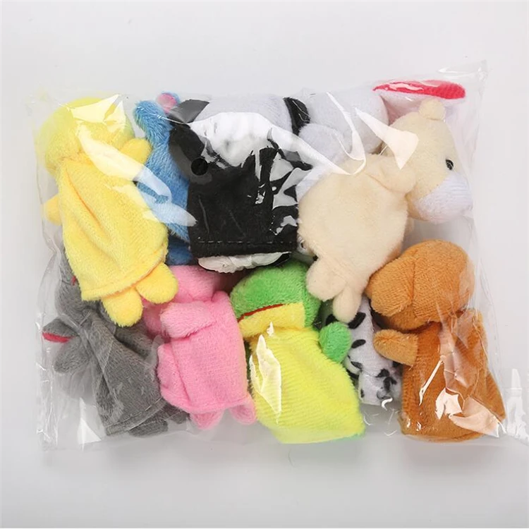 
High Quality Plush Soft Animal Dolls Props Toys Finger Set Cloth Velvet Puppets 