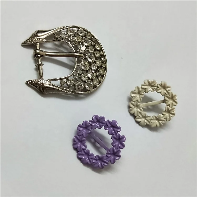 Carving pattern Square round oval heart shape metal Diamond pin buckle for shoes belt and garment bags