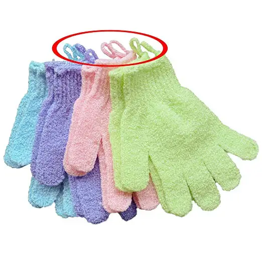 Exfoliating Gloves - 4 Pairs Full Body Scrub - Shower or Bath Spa Exfoliation Accessories For Men and Women - Scrubs Away Dead