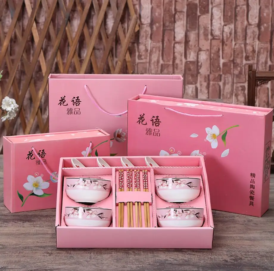 Cheap Custom Salad Ceramic Bowl Chopstick Set
