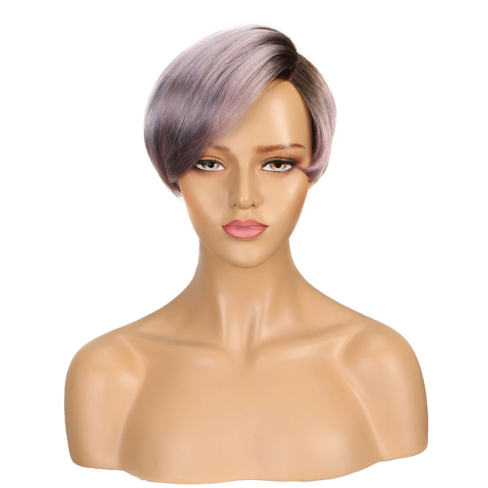 
Wholesale Cute Short Bob Hairstyles toupee Part Lace wigs for black women Bob Wig With Bang Remy Human Hair Wigs Ombre Pixie 