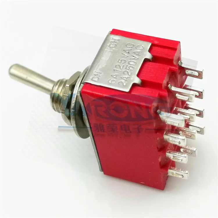 MTS-403 6MM 4PDT Latching Miniature Toggle Switch ON OFF ON 12Pin