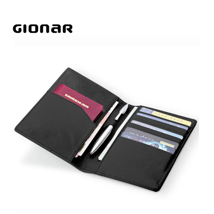 Luxury High End Mens Unique Black Leather Travel Wallet Slim Passport Holder