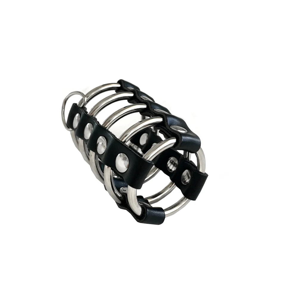 Black emperor SM interest penis lock ring, leather phallus bondage Small male chastity device