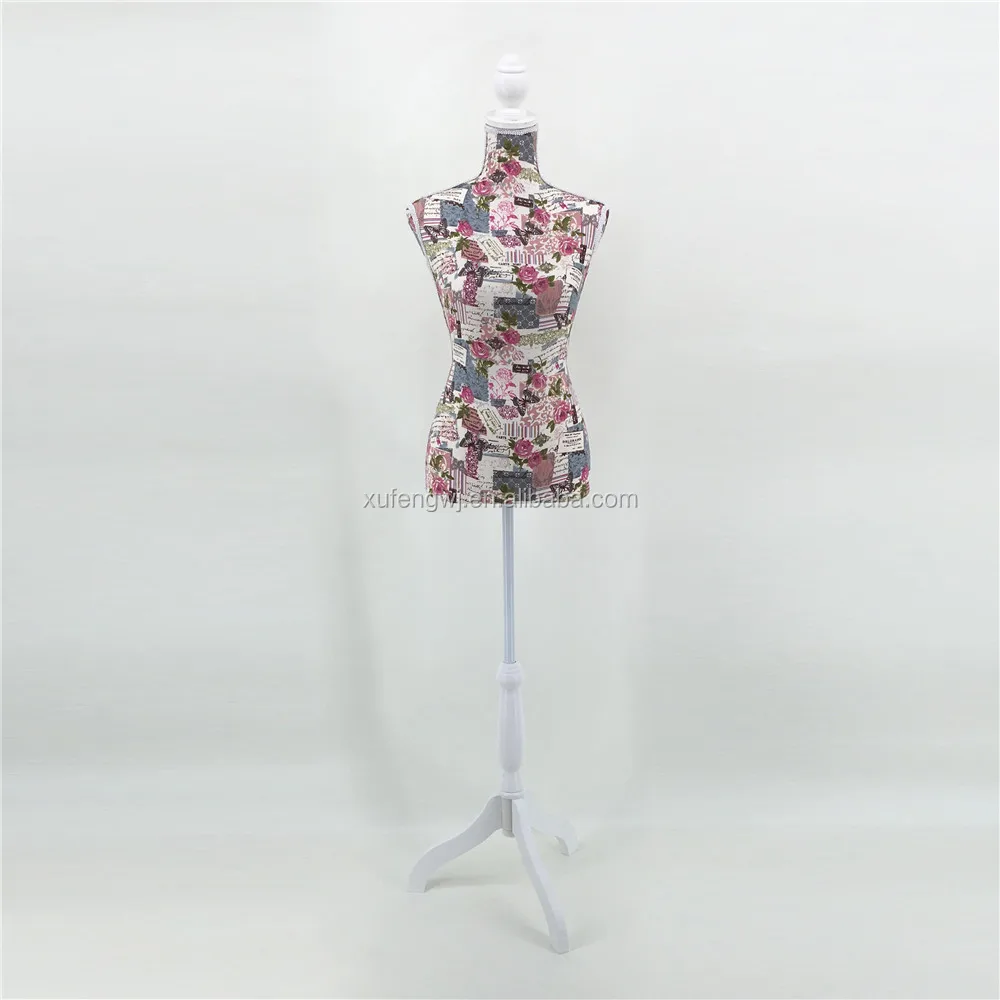 Upper Body Cover Finish Chinese Style Cotton Print Inside Foam Material Half-body Dummy Mannequin Display Women Model