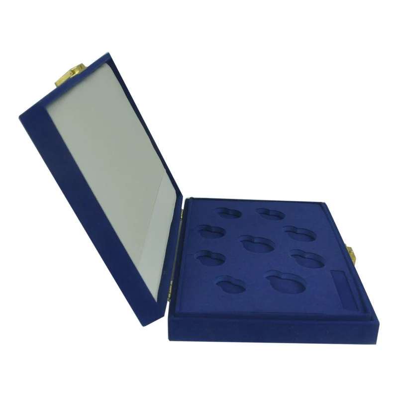 Velvet Coin box With Metal Clamp Fastenenrs and EVA velvet touch book adhesive creative custom logo