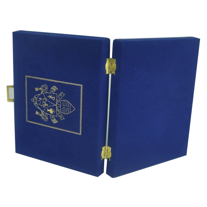 Velvet Coin box With Metal Clamp Fastenenrs and EVA velvet touch book adhesive creative custom logo