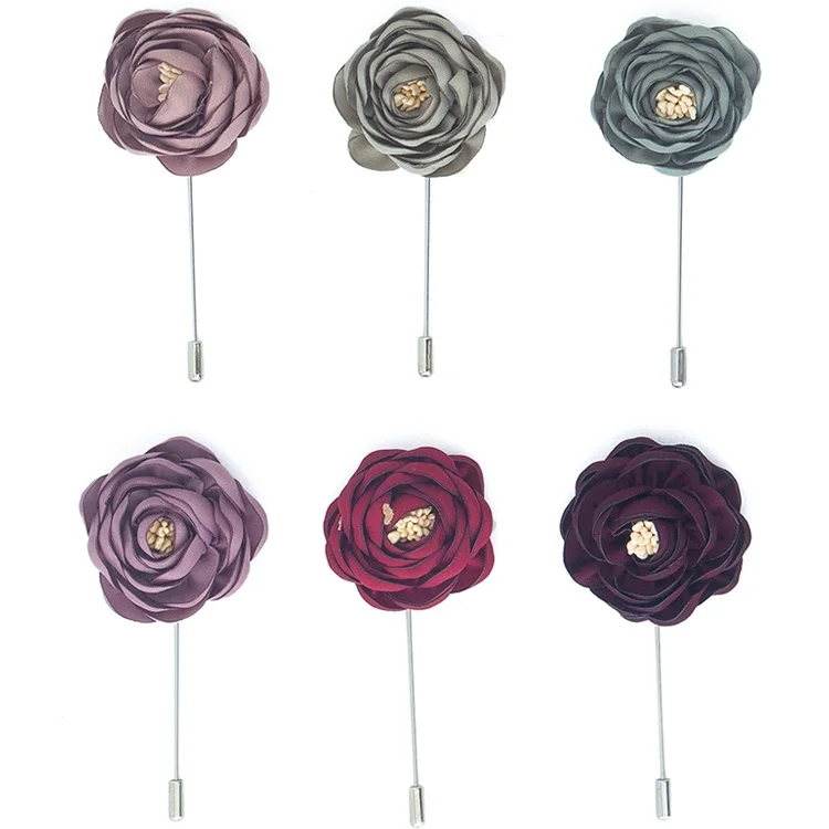 Бесплатная доставка, новейший дизайн, роскошная брошь в виде цветка, булавки для мужского костюма ручной работы, Мужские булавки для лацканов из ткани в виде цветка для мужского костюма