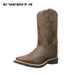 Hot-sale Waterproof Wide Square Toe Horse Boots Brown Cowboy Boot For Men