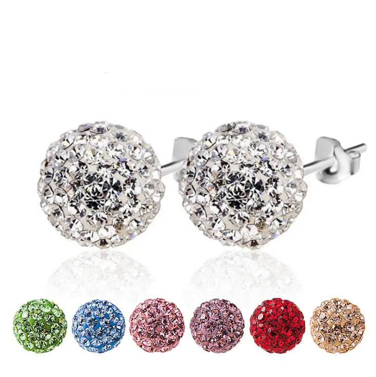 Женские серьги-гвоздики из серебра 925 пробы с кристаллами