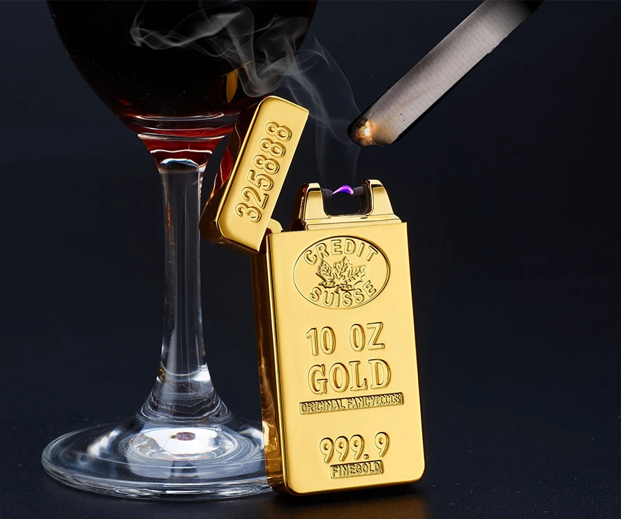 Windproof Golden Bar Electric Lighter Single Arc Plasma Lighter