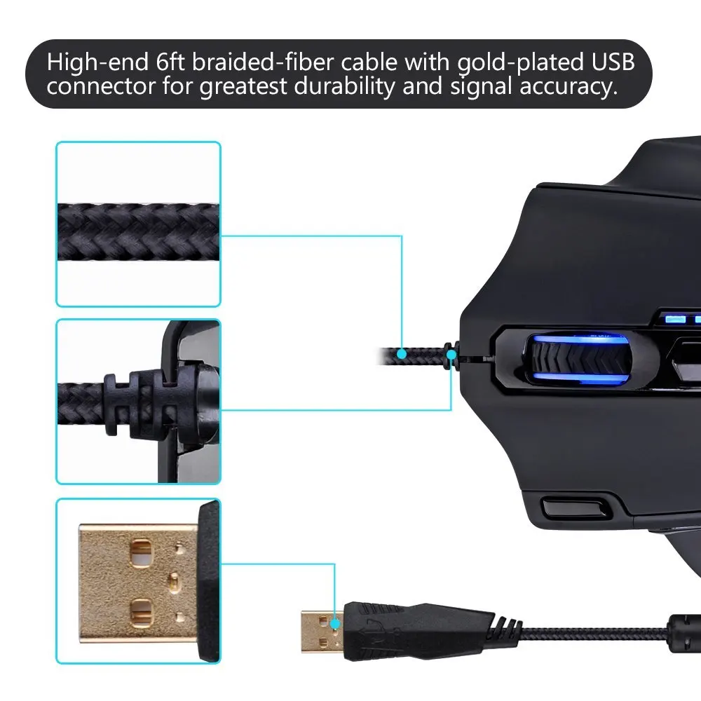 ET/OEM Thunderbird 11 Tasten Wired Gaming Mouse 4000 DPI, 1000 Hz Mice for Gamer