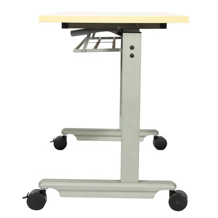 Современный прямоугольный металлический тренировочный стол с откидной крышкой и колесами для офисной комнаты