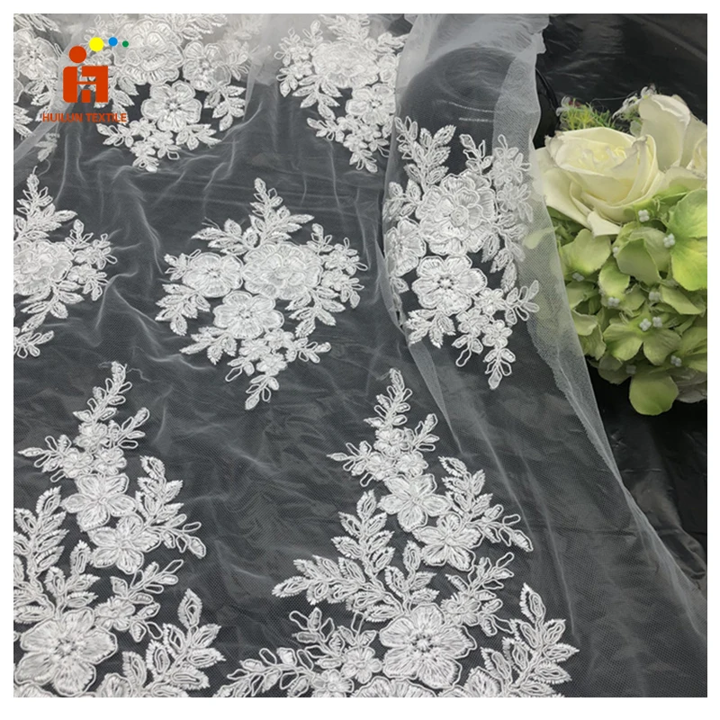 Cheaper Price Cord Lace Fabric New Design Embroidery Fabric White Cord Lace Fabric
