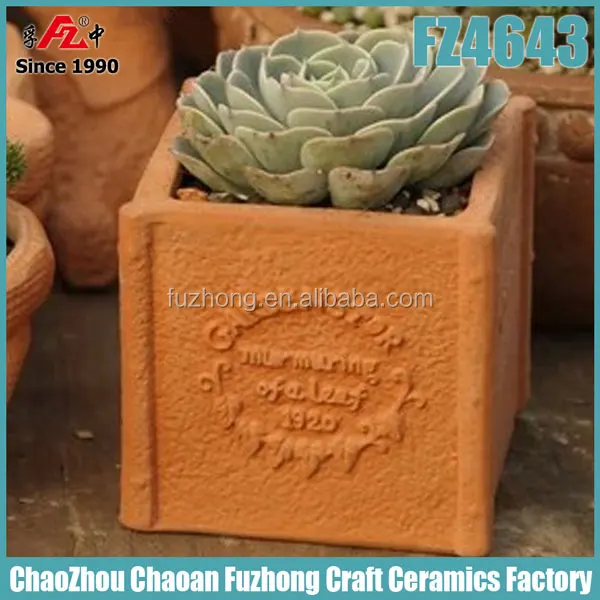 Clay garden square planter Outdoor Clay  Plant Pots