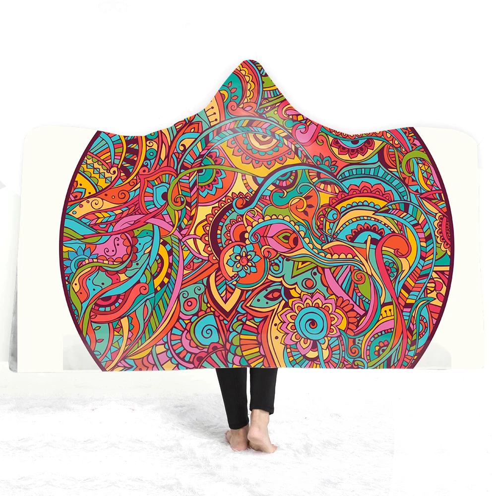factory  unicorn custom logo indoor warm for adult kids  digital printing polar fleece sherpa double thick hooded blanket