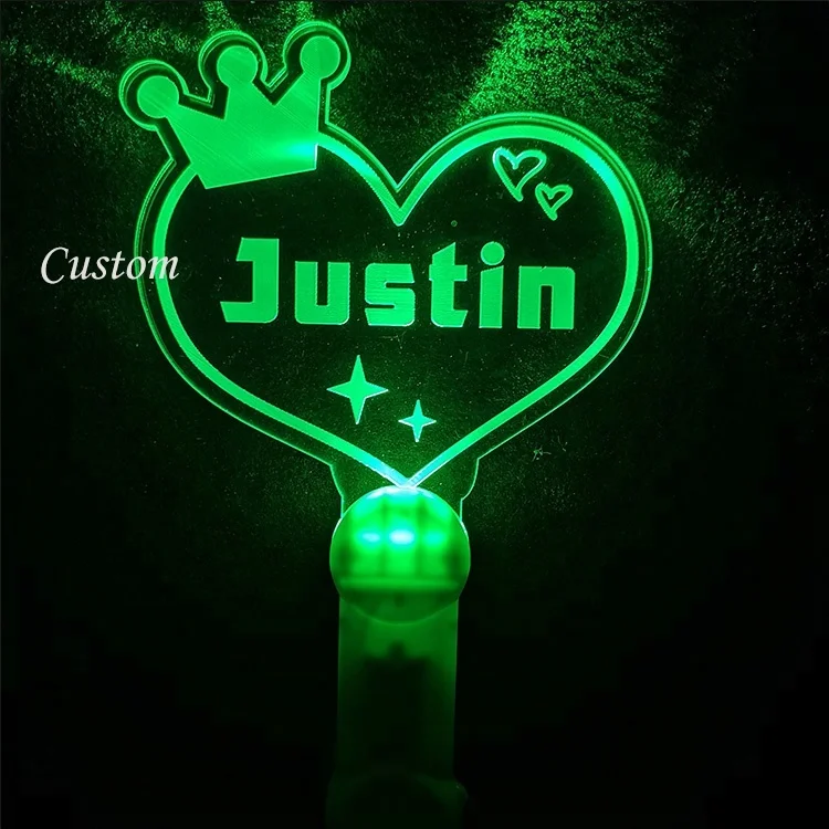 Party And Concert Favour LED lighting Acrylic Rainbow Stick, Singer Name printed LED Cheering Promotional Glowing Stick