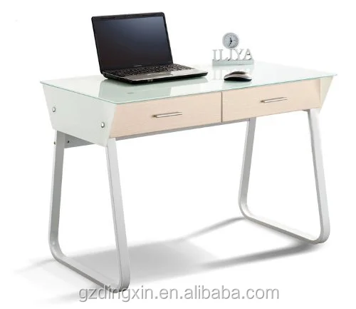 Metal glass computer desk with two drawers computer table make red two drawer office desk (DX-A108)