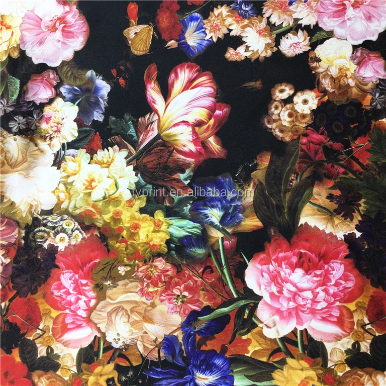 Цифровая Печать Атласная китайская шелковая ткань