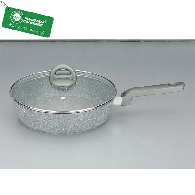 Aluminium forged saute pan non-stick Deep Fry Pan with glass lid