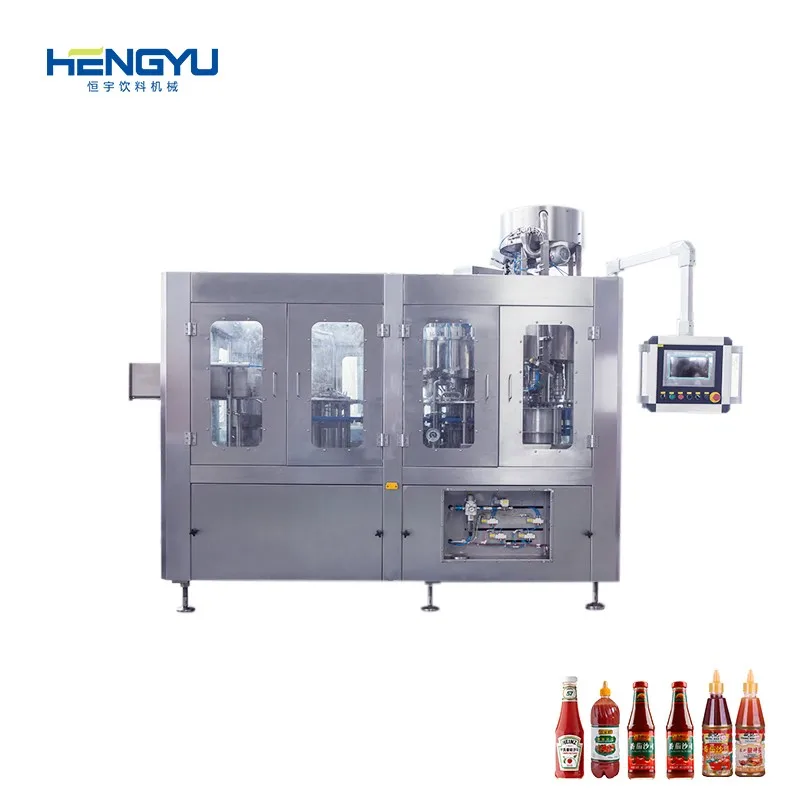 Factory price 3-in-1 jam or condiments washing filling and sealing production line PET/glass bottle